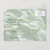 behalve de datum , verse groene bladeren aankondigingskaart (Achterkant)