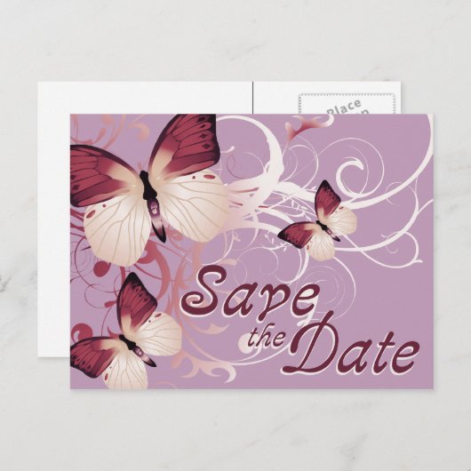 behalve de datum : vlinders : aankondigingskaart (Voorkant / Achterkant)