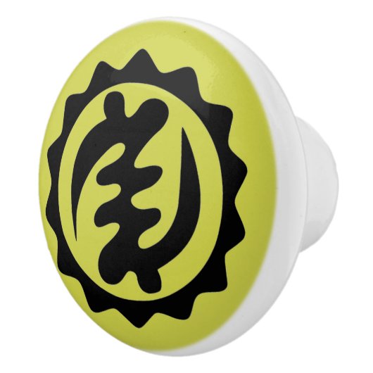Behalve Gods Adinkra Symbool Ceramic Knob. Keramische Knop (Rechts)
