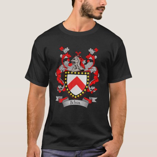 Behan Coat of Arms | Familiekust van Behan Achtern T-shirt (Voorkant)