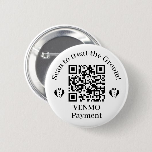 Behandel de Bruidegom QR-code Ronde Button 5,7 Cm (Voorkant /achterkant)