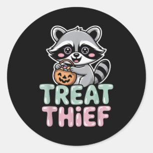 Behandel Dief Wasbeer Met Snoep Emmer Schattig Hal Ronde Sticker