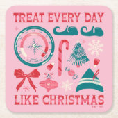 Behandel elke dag als Kerstmis Kartonnen Onderzetters (Voorkant)