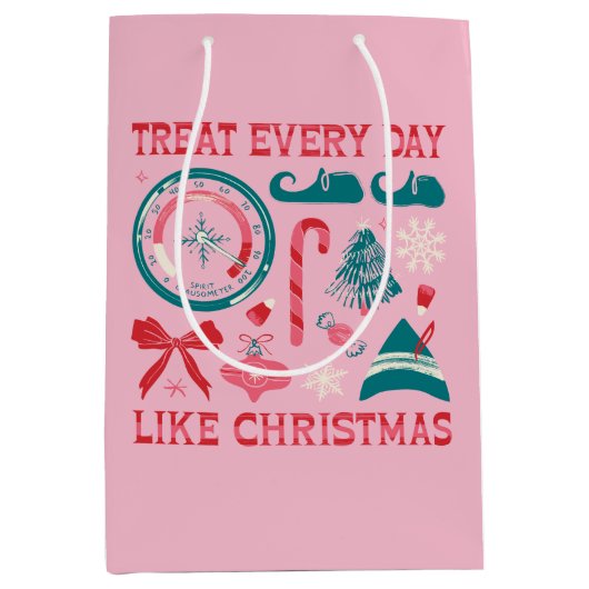 Behandel elke dag als Kerstmis Medium Cadeauzakje (Voorkant)