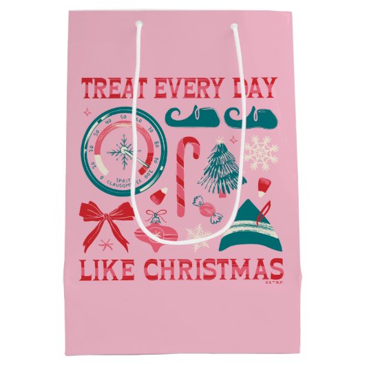 Behandel elke dag als Kerstmis Medium Cadeauzakje (Achterkant)