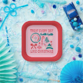 Behandel elke dag als Kerstmis Papieren Bordje (Feest)
