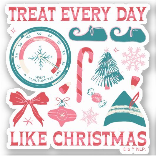 Behandel elke dag als Kerstmis Sticker (Voorkant)