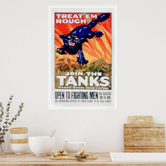 Behandel 'Em Rough'. Doe mee met de tanks (US02077 Poster (Keuken)