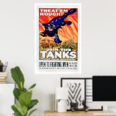 Behandel 'Em Rough'. Doe mee met de tanks (US02077 Poster (Thuiskantoor)