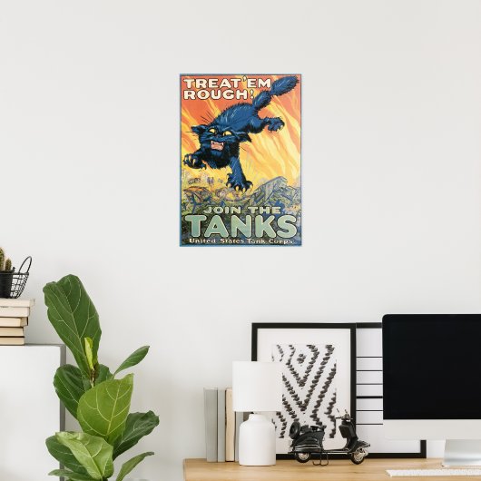 Behandel 'Em Rough'. Poster (Thuiskantoor)