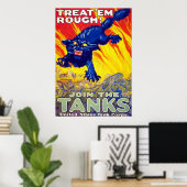 Behandel 'Em Rough'. ~  Wereldoorlog 1. Poster (Thuiskantoor)