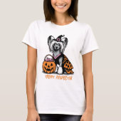 Behandel inspecteur Chinese Crested Dog Halloween T-shirt (Voorkant)