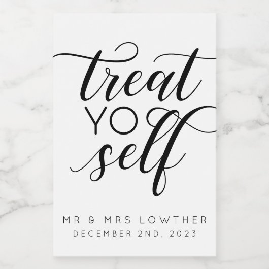 Behandel je eigen kalligrafie stijl bruiloft wijn etiket (Enkel label)