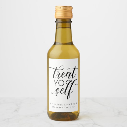 Behandel je eigen kalligrafie stijl bruiloft wijn etiket (Voorkant)