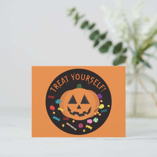 Behandel jezelf! briefkaart (Staand voorkant)