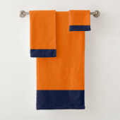 Behandel jezelf goed! ORANJE + DK BLUE TRIM Bad Handdoek (Insitu)