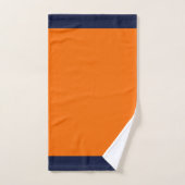 Behandel jezelf goed! ORANJE + DK BLUE TRIM Bad Handdoek (Handdoek)
