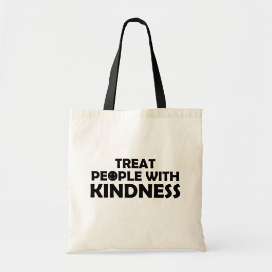 Behandel mensen met een gekheid glimlach tote bag (Voorkant)