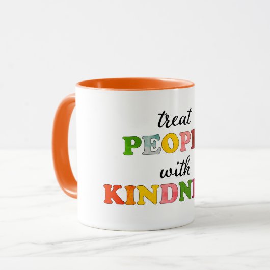 Behandel mensen met kindheid mok (Voorkant links)