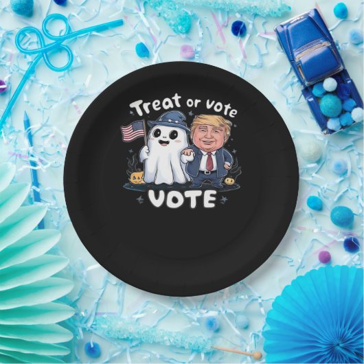 Behandel of stem, Spooky Trumpkin, Halloween Graph Papieren Bordje (Feest)