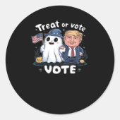 Behandel of stem, Spooky Trumpkin, Halloween Graph Ronde Sticker (Voorkant)