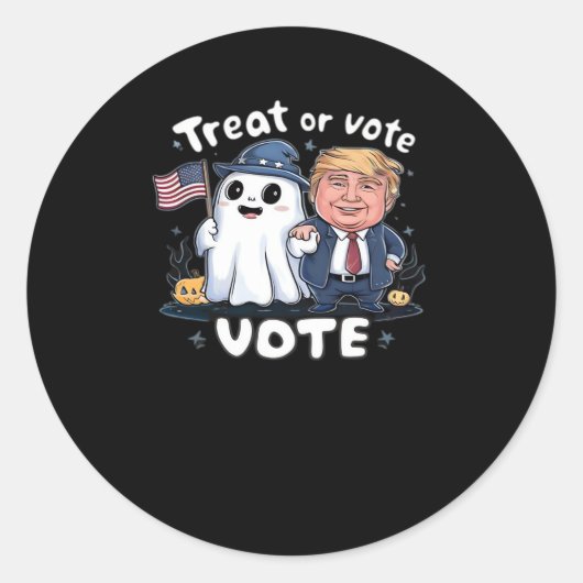 Behandel of stem, Spooky Trumpkin, Halloween Graph Ronde Sticker (Voorkant)