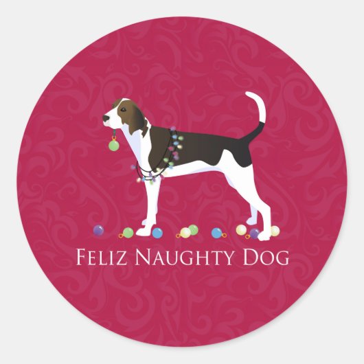 Behandel Walker Coonhound Kerstmis Ronde Sticker (Voorkant)
