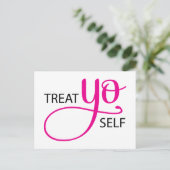 Behandel "Yo Self Pink" Briefkaart (Staand voorkant)