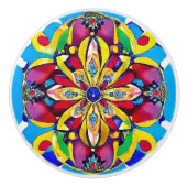 Behandelde bloemen en juwelen geïnspireerd patroon keramische knop (Voorkant)