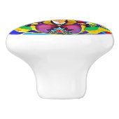 Behandelde bloemen en juwelen geïnspireerd patroon keramische knop (Zijkant)