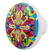 Behandelde bloemen en juwelen geïnspireerd patroon keramische knop (Rechts)