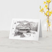 Behandelde Brug in de Sneeuw Kaart (Gele Bloem)