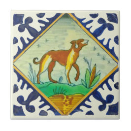 Behandelde Dog 17th Century Delft Reproduction Tegeltje