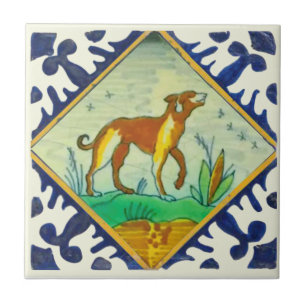 Behandelde Dog 17th Century Delft Reproduction Tegeltje