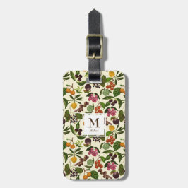 Behandelde Rustic Tropical Fruits Monogram Bagagelabel