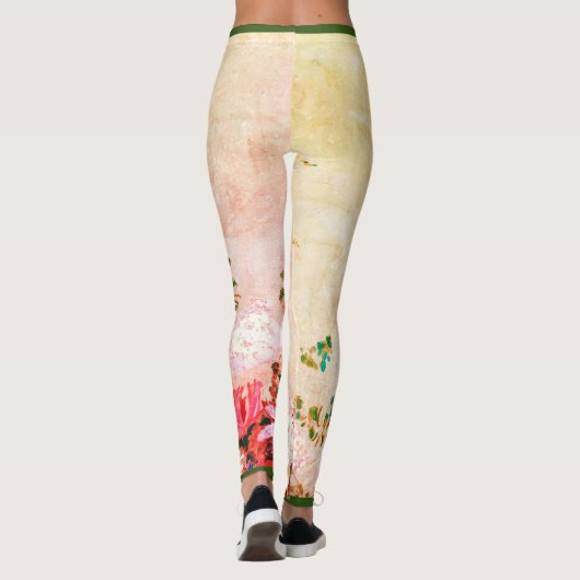 BEHANDELDE STROOMDRUKTE LEGGINGS IN GEEL (Achterkant)