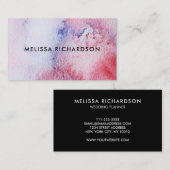Behandelde waterverf blauwe roze spatterspatten visitekaartje (Voorkant / Achterkant)