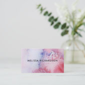Behandelde waterverf blauwe roze spatterspatten visitekaartje (Staand voorkant)