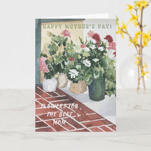 BEHANDELDE WATERVERF FLORAL BEST MOEDERDAG KAART (Gele Bloem)