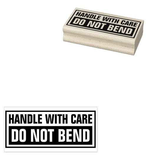 Behandeling met zorg niet buigen rubberstempel (Gestempeld)