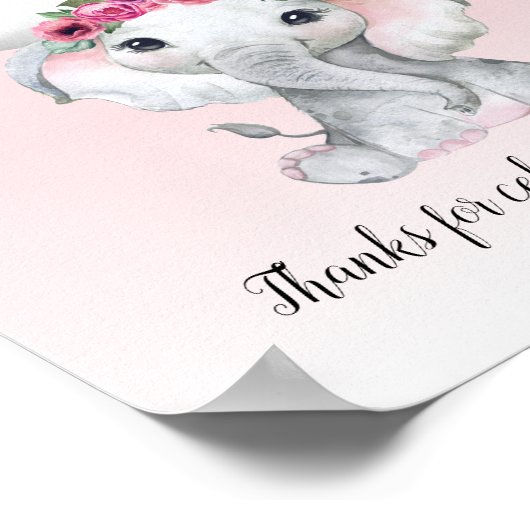 Behandeling van Baby shower van ellephant Hot Air  Poster (Hoek)