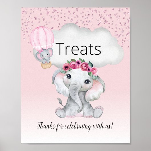 Behandeling van Baby shower van ellephant Hot Air  Poster (Voorkant)