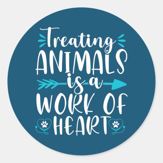 Behandeling van dieren Werken van Heart Vet Tech Ronde Sticker (Voorkant)