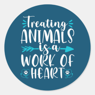 Behandeling van dieren Werken van Heart Vet Tech Ronde Sticker