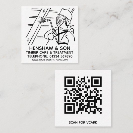 Behandeling van hout en houtproducten vierkante visitekaartje (Voorkant / Achterkant)