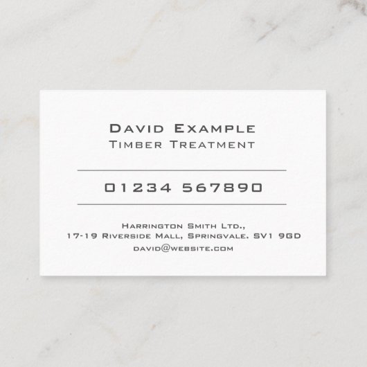 Behandeling van hout met illustratie visitekaartje (Achterkant)