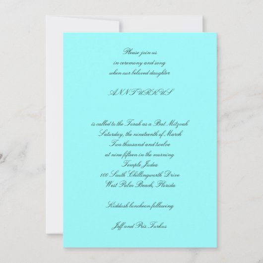 BEHANDELING VAN LEVENSBAR/BBT-MITZVAH KAART (Achterkant)