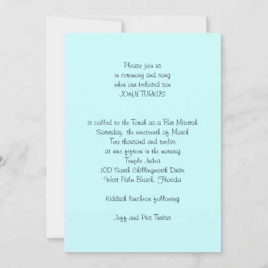 BEHANDELING VAN LEVENSBAR/BBT-MITZVAH KAART (Achterkant)