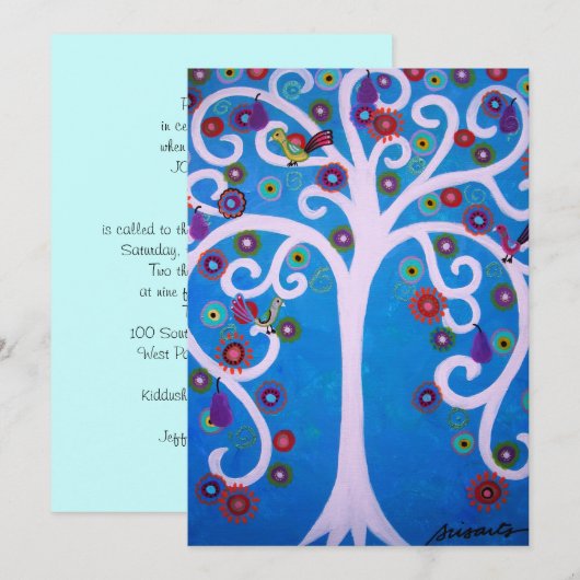 BEHANDELING VAN LEVENSBAR/BBT-MITZVAH KAART (Voorkant / Achterkant)