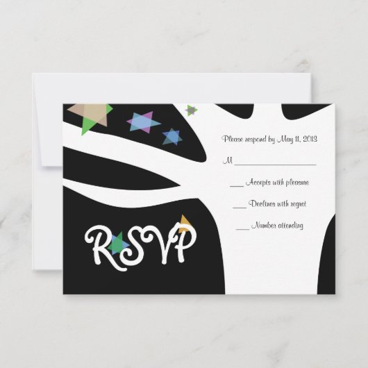 BEHANDELING VAN LIFE MET STARS Bat Mitzvah Uitnodi RSVP Kaartje (Voorkant)